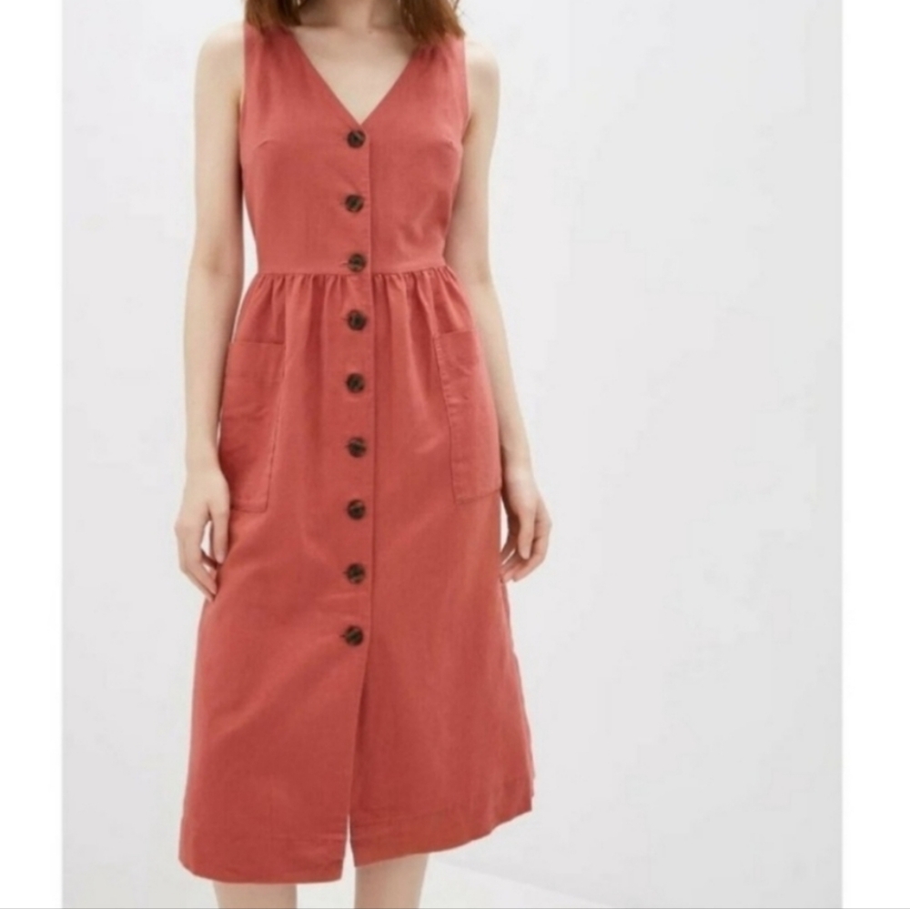 GAP Linen Blend Apron Midi Dress
